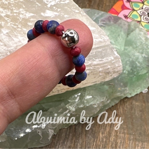 Alquimia by Ady Blue and Red Beaded Ring - Picture 2 of 6
